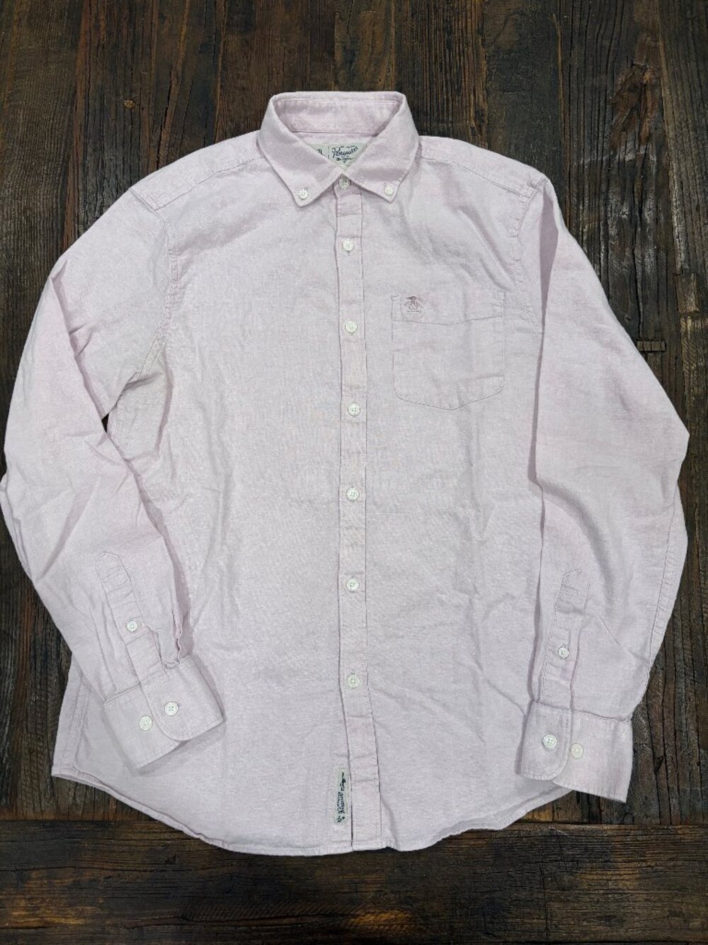 Original Penguin Cotton/Linen Stretch Oxford Shirt Men's Small - Lilac